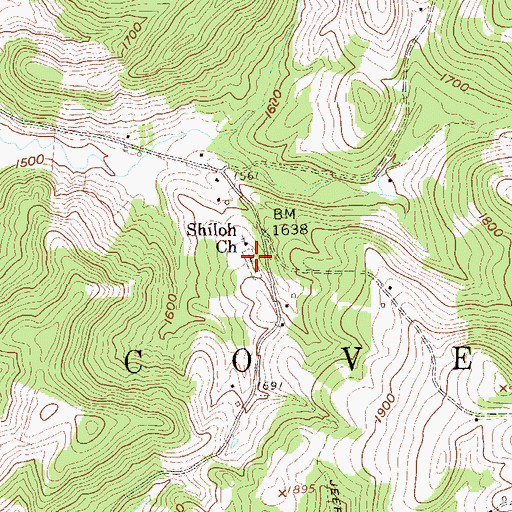 Topographic Map of Shiloh Cemetery, WV