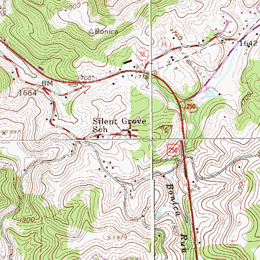 Topographic Map of Silent Grove Baptist Church, WV