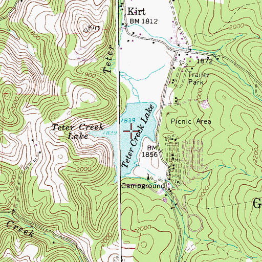 Topographic Map of Teter Creek Lake Wildlife Management Area, WV