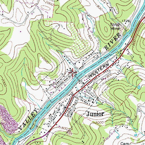 Topographic Map of West Junior, WV