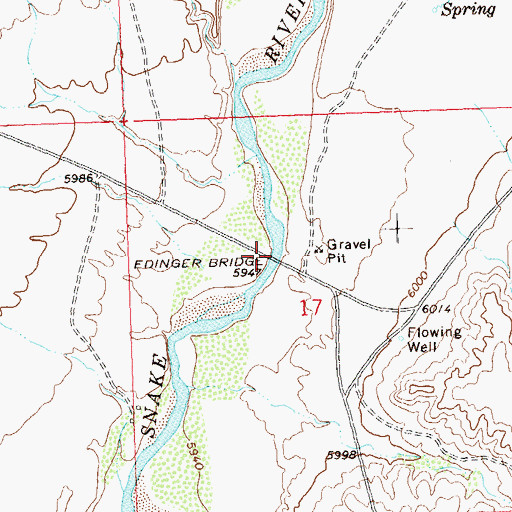 Topographic Map of Edinger Bridge, CO