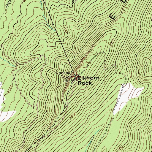 Topographic Map of Elkhorn Lookout Tower, WV