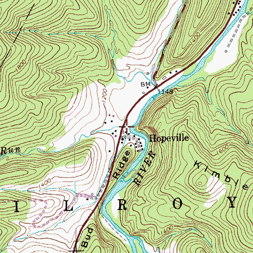 Topographic Map of Hopeville Post Office (historical), WV