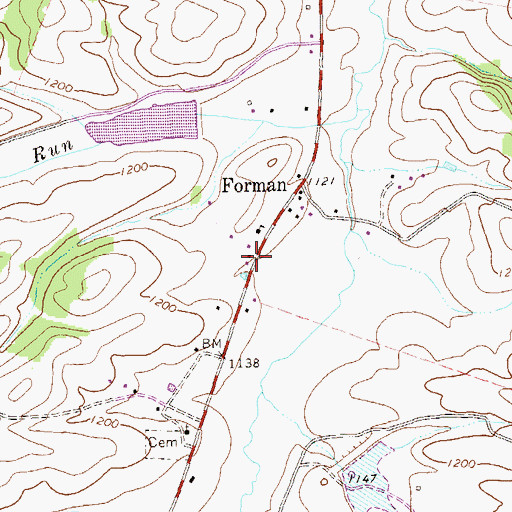 Topographic Map of Lahmansville Post Office, WV