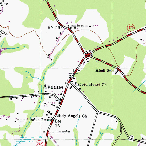 Topographic Map of Avenue Post Office, MD