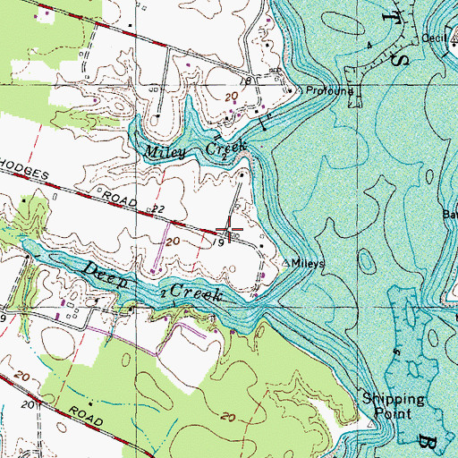 Topographic Map of Barton Hall, MD
