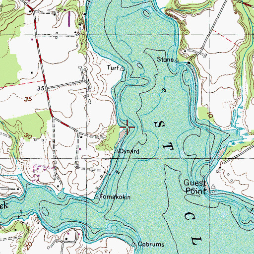 Topographic Map of Bayside Wharf, MD