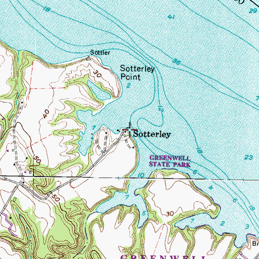 Topographic Map of Briscoe Wharf, MD
