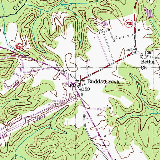 Topographic Map of Budds Creek, MD
