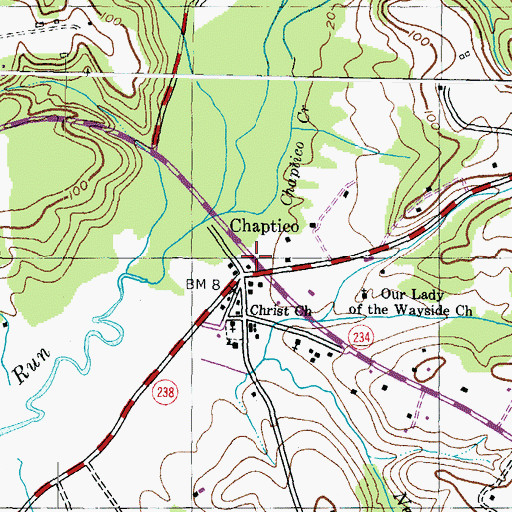 Topographic Map of Chaptico Post Office, MD