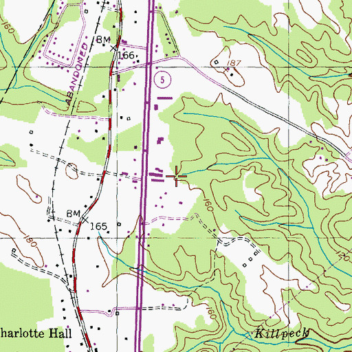 Topographic Map of Charlotte Hall Shopping Center, MD
