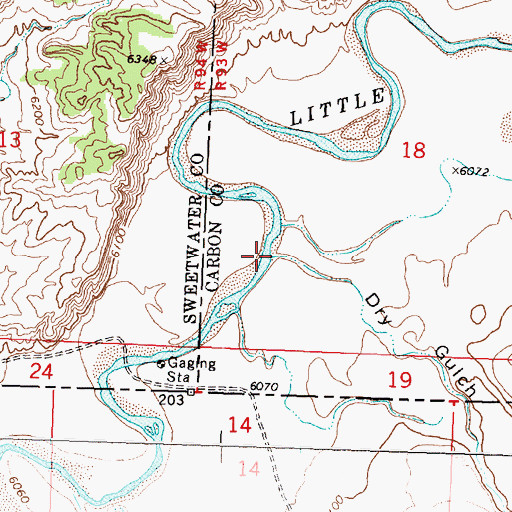 Topographic Map of Dry Gulch, WY