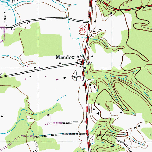 Topographic Map of Green Springs, MD