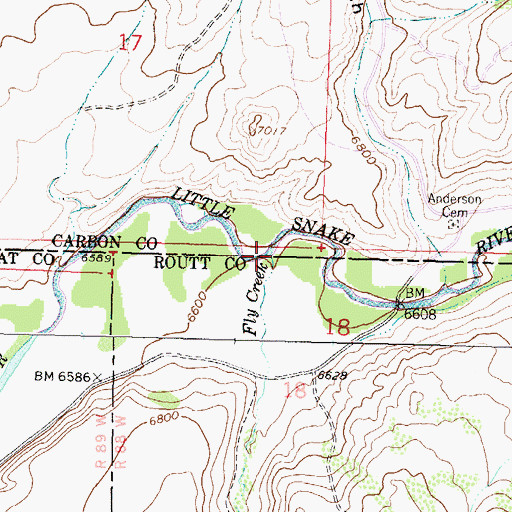 Topographic Map of Fly Creek, CO