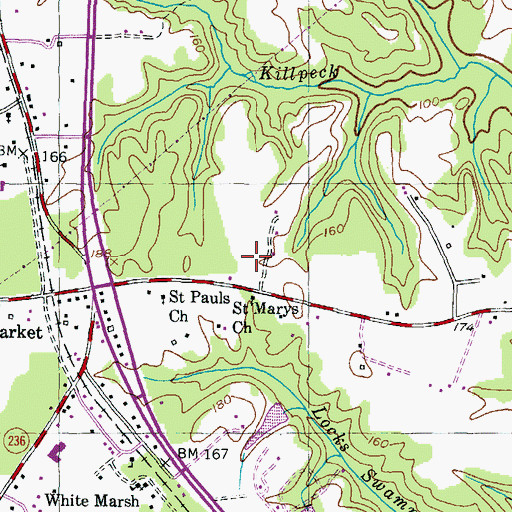 Topographic Map of Lettie Marshall Dent Elementary School, MD