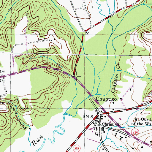 Topographic Map of Loretano, MD
