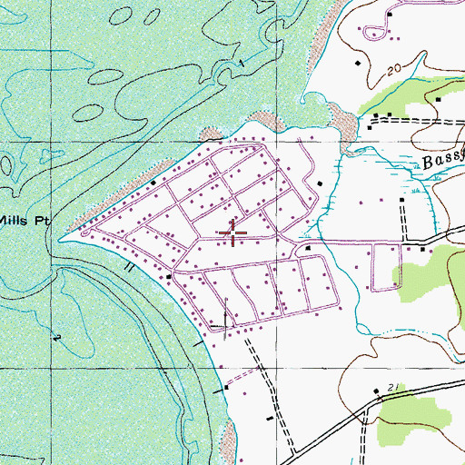 Topographic Map of Mill Point Shores, MD