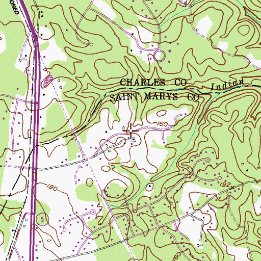 Topographic Map of North Indian Creek Estates, MD