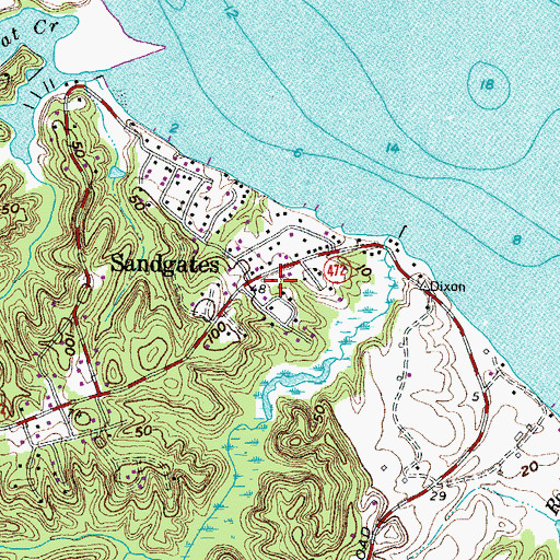 Topographic Map of Sandgates, MD