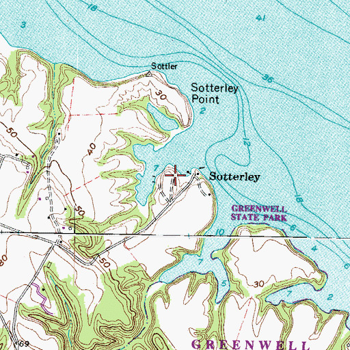 Topographic Map of Sotterley Mansion, MD