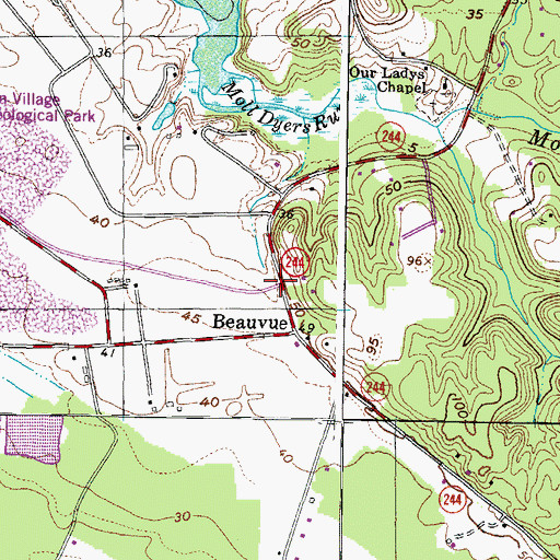 Topographic Map of Beauvue Post Office (historical), MD