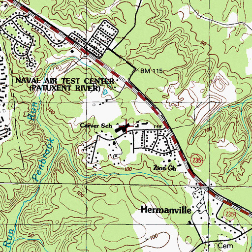 Topographic Map of Carver School, MD