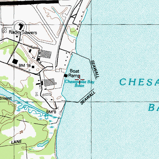 Topographic Map of Chesapeake Bay Basin, MD