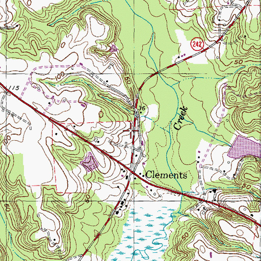 Topographic Map of Clements Post Office, MD