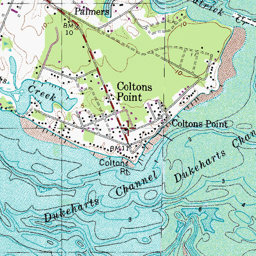 Topographic Map of Coltons Point Post Office, MD