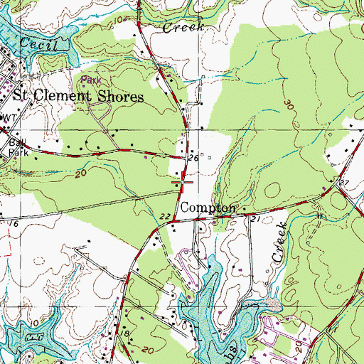 Topographic Map of Compton Post Office, MD