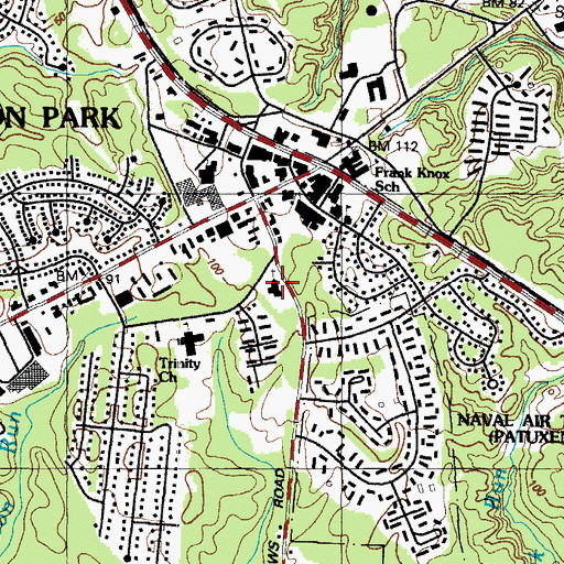 Topographic Map of Lexington Park Baptist Church, MD
