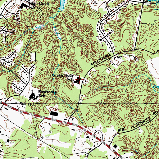 Topographic Map of Green Holly Elementary School, MD