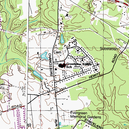 Topographic Map of Greenview Knolls Elementary School, MD