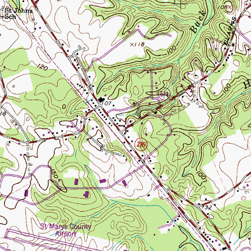 Topographic Map of Hollywood Baptist Church, MD