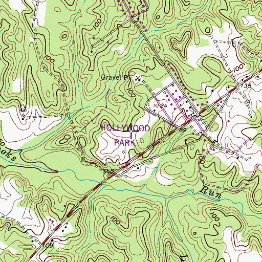 Topographic Map of Hollywood Park, MD