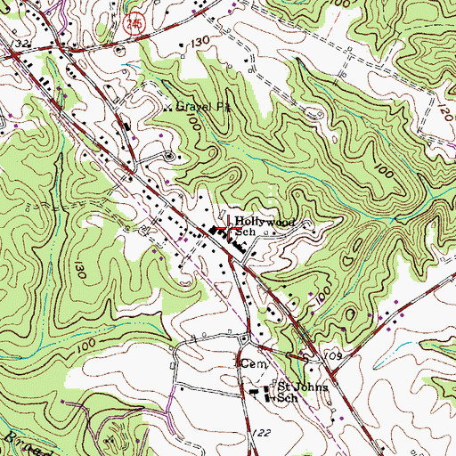 Topographic Map of Hollywood United Methodist Church, MD