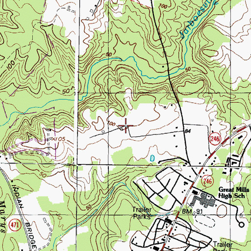 Topographic Map of Inclsey Manor, MD