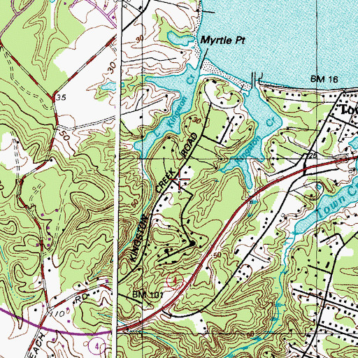 Topographic Map of Kingston Manor, MD