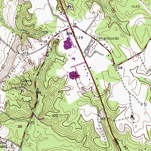 Topographic Map of Leonardtown High School, MD