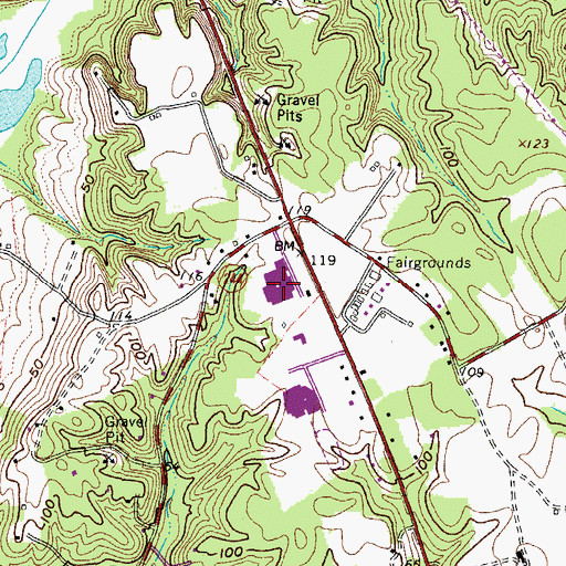 Topographic Map of Leonardtown Middle School, MD