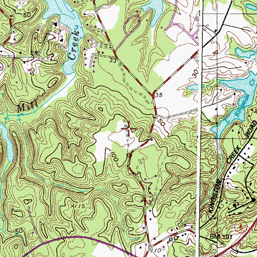 Topographic Map of Mill Cove Manor, MD