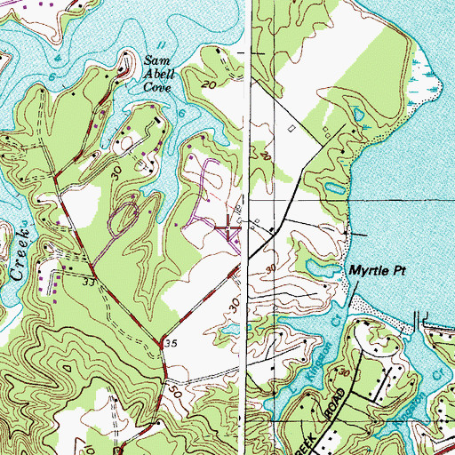 Topographic Map of Myrtle Point, MD