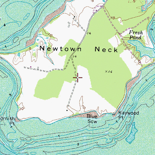 Topographic Map of Newtown Neck Proving Ground (historical), MD