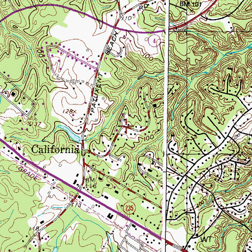 Topographic Map of North Town Creek Manor, MD