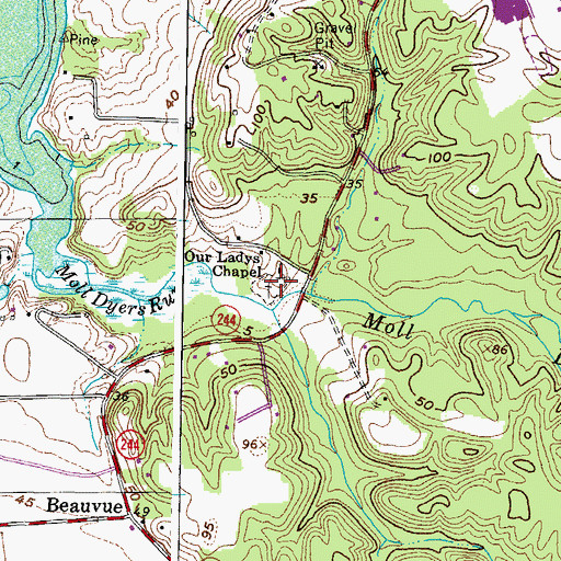Topographic Map of Our Ladys Chapel Cemetery, MD