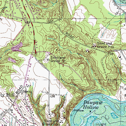 Topographic Map of Pawpaw Hollow, MD