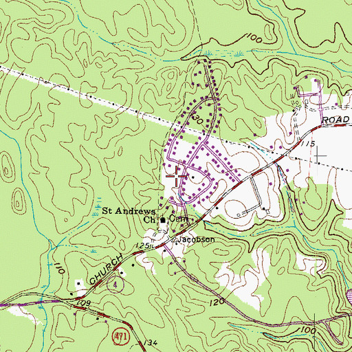 Topographic Map of Saint Andrew Park, MD