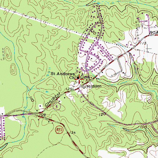 Topographic Map of Saint Andrews Episcopal Cemetery, MD