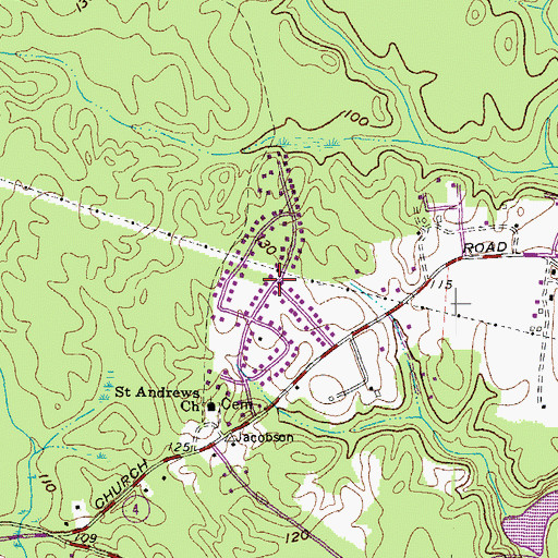 Topographic Map of Saint Andrews Estates, MD