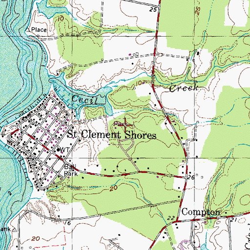 Topographic Map of Saint Clement Shores Park, MD